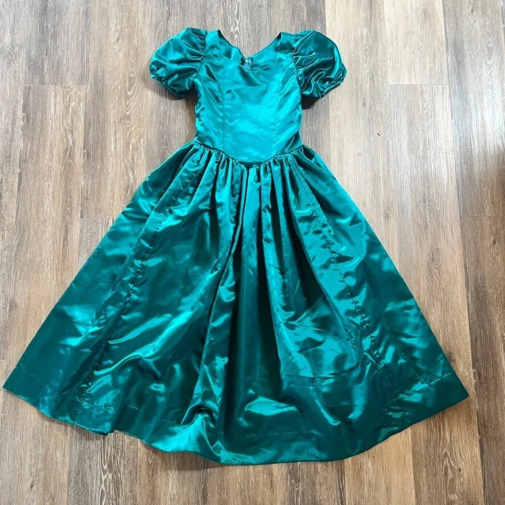 Girl's Size 10/12 Green Satin Dress 💚 Youth Theater Costume Cosplay‎ Fairycore